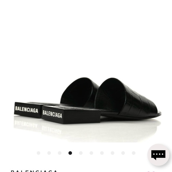 Balenciaga Black Slide Sandals.  Crocodile embossed leather. In GREAT CONDITION! - Picture 1 of 8